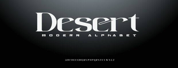 DESERT  Elegant alphabet letters font and number. Classic Lettering Minimal Fashion Designs. Typography modern serif fonts decorative vintage design concept. vector illustration