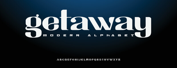 GETAWAY  Elegant alphabet letters font and number. Classic Lettering Minimal Fashion Designs. Typography modern serif fonts decorative vintage design concept. vector illustration