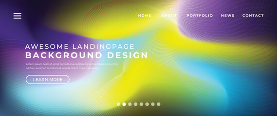 Website page gradient background vector. Modern digital wallpaper with vibrant color, wavy lines, abstract, blurred, curve shapes. Futuristic landing page design for commercial, advertising, branding.