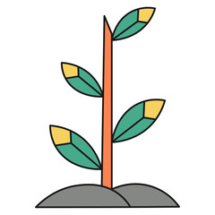 Houseplant sprout plant color ecological icon isolated