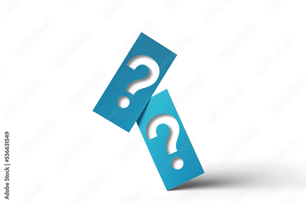 Wall mural note paper with question mark on white background