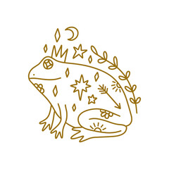 Groovy hippie princess frog or toad vector and jpg printable image, unique boho clipart illustration, goblincore, witchcore, fairycore trendy aesthetic style. Perfect for poster or postcard template