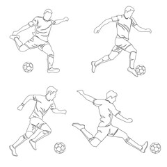 Fototapeta premium occer football players in action vector illustration sketch hand drawn with black lines isolated on white background