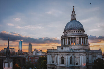 Fototapeta na wymiar St. Paul's Cathedral at Sunset in London England with Pastel Tones