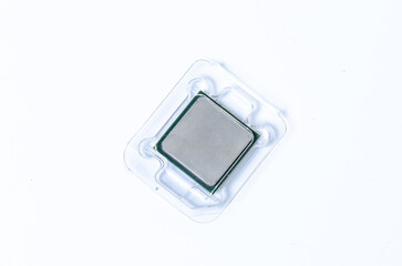 Computer processor CPU  Central processing unit microchip  isolated on white background