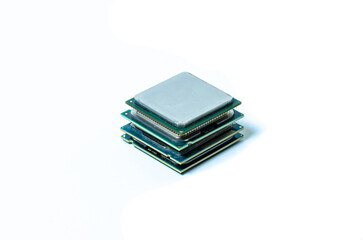 Computer processor CPU  Central processing unit microchip  isolated on white background