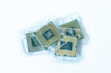 Computer processor CPU  Central processing unit microchip  isolated on white background