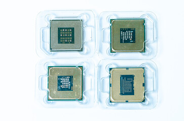 Computer processor CPU  Central processing unit microchip  isolated on white background