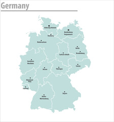 Germany map. illustration vector detailed Germany map with all state names