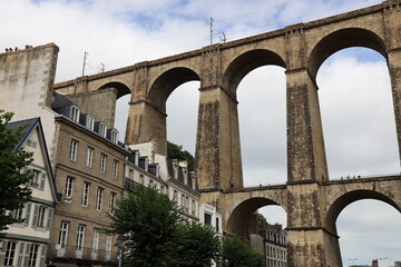 Le viaduc de Morlaix, viaduc ferroviaire sur la rivière de Morlaix, ville de Morlaix, département du finistère, Bretagne, France