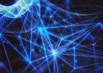 3d illustration of blue light lines connected in technology concept