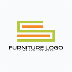 Furniture logos. Vector geometric letter S design logo.