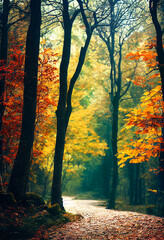Fototapeta na wymiar Path Through The Autumn Forest