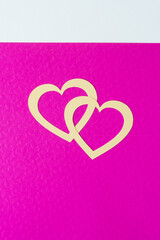 heart shapes on pink paper embossed with small hearts