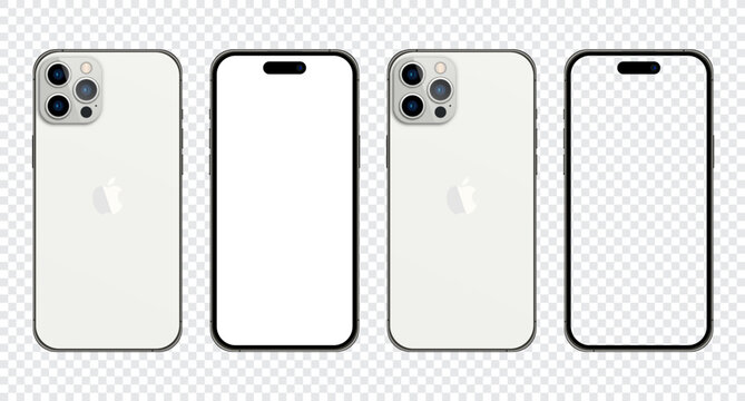 Iphone 14 pro mockup. Iphone 14 realistic vector. Smartphone mockup. Mockup screen iphone and back side iphone. Mobile phone mockup. Realistic device mockup. Vector illustration