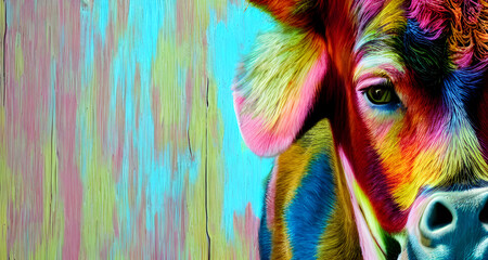Illustration, Beautiful Holy Cow, Colourful Wall, Face Painting