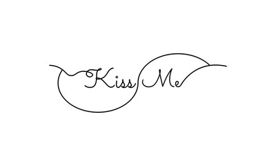 Kiss me. Hand drawn creative calligraphy and brush pen lettering isolated on white background. design for holiday greeting cards and invitations of the wedding day. and Happy Valentine's day. vector