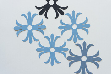 set of decorative rosettes on blank paper