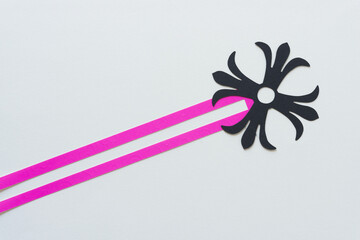 decorative rosette and thin pink paper box