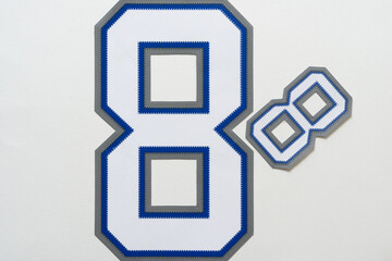 sports jersey numbers eight on blank paper