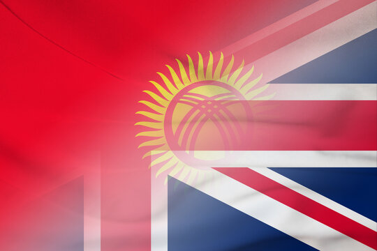 Kyrgyzstan and England official flag transborder negotiation GBR KGZ