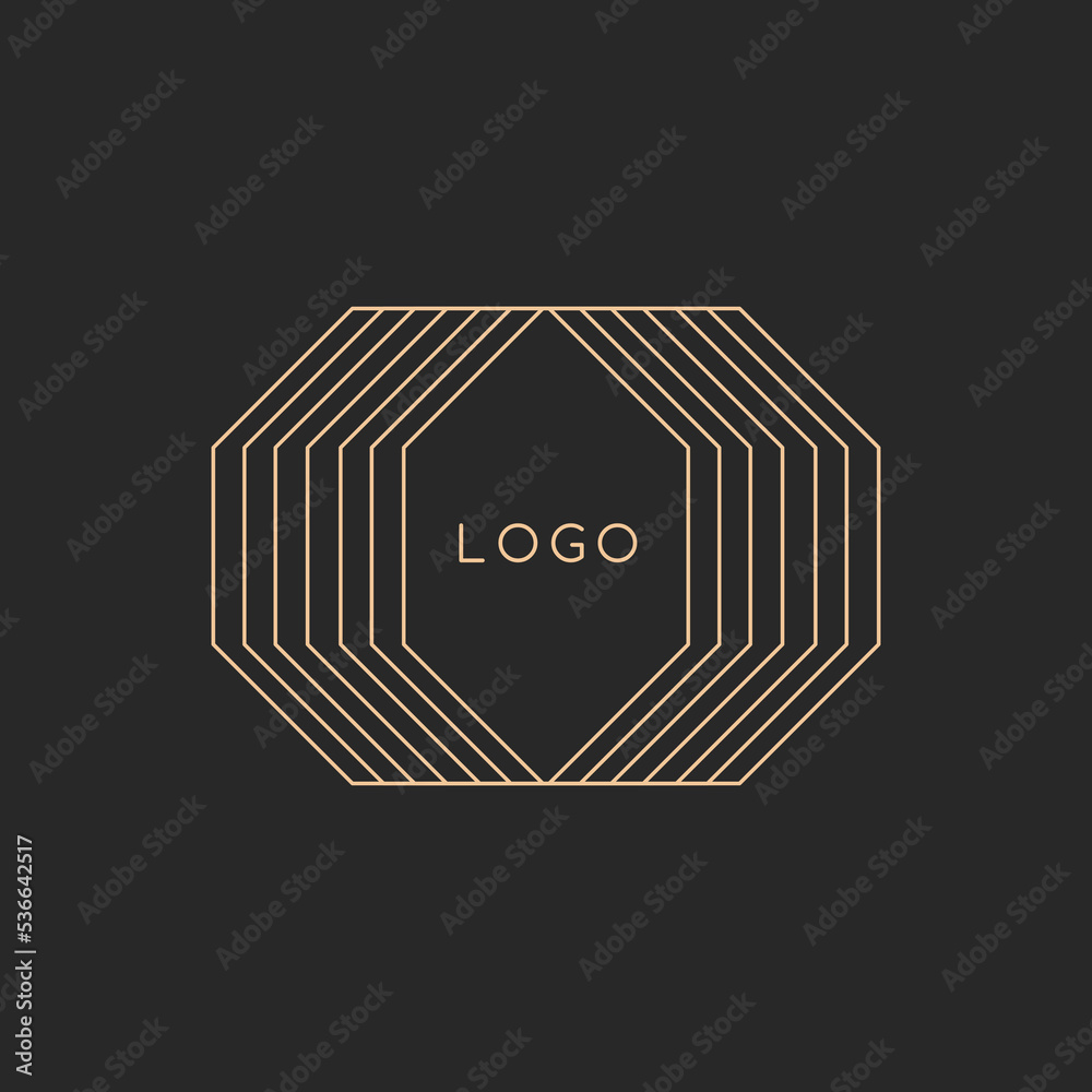 Wall mural logo in a modern style. vector linear icon. boho characters - moon logo design templates - abstract 