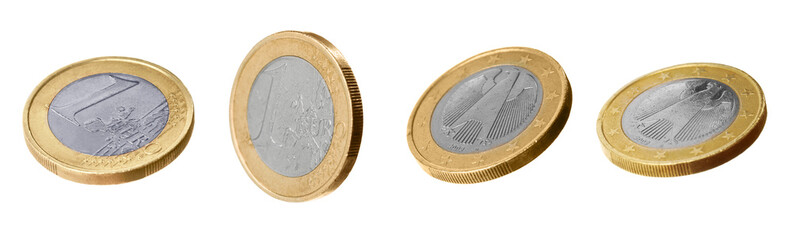 Set with euro coins on white background. Banner design