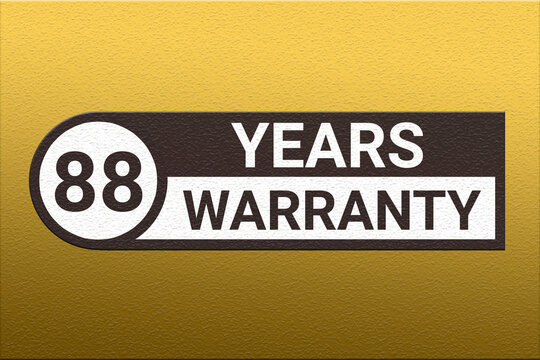 88 years warranty. Warranty period emblem. Guarantee emblem on a golden gradient. Logo indicating term for product. 88 year warranty sticker. eighty-eight