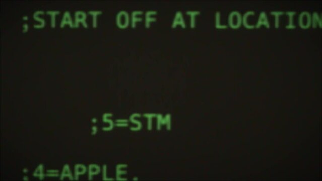 Retro pc with loading code console, programmer making scripts, green basic screen, Old computer studio close-up, Desktop vintage retro wave display, late 90s PC.