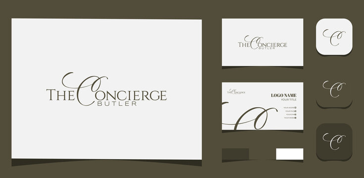 Template Logo Creative The Concierge Butler Club. Creative Template with color pallet, visual branding, business card and icon.