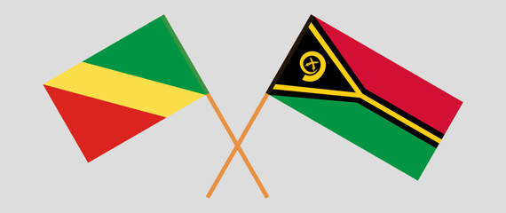 Crossed flags of Republic of the Congo and Vanuatu. Official colors. Correct proportion