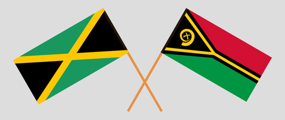 Crossed flags of Jamaica and Vanuatu. Official colors. Correct proportion