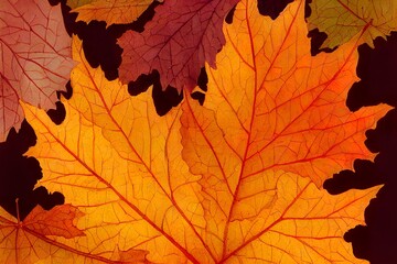Naklejka na ściany i meble Autumn leaves maple autumn background
