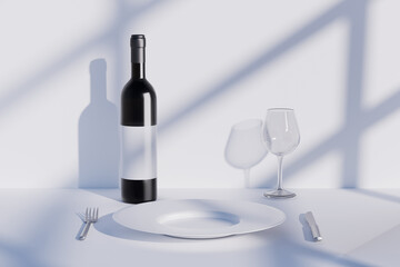 3d rendering different tableware picture