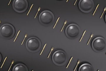 3d rendering different tableware picture