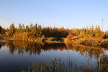 Fototapeta na wymiar October Reflections, Pylypow Wetlands, Edmonton, Alberta