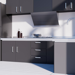 3d rendering different kitchen picture