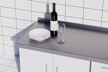 3d rendering different kitchen picture