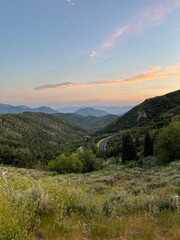 A sunset over a valley in utah