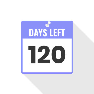 120 Days Left Countdown Sales Icon. 120 Days Left To Go Promotional Banner