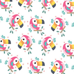 Fototapeta premium Seamless pattern with cute birds perfect for wrapping paper