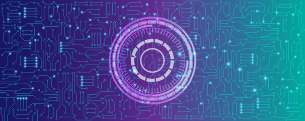 circuit electronic or electrical line with circle engineering technology concept vector background 