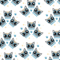Seamless pattern with cute cat heads perfect for wrapping paper
