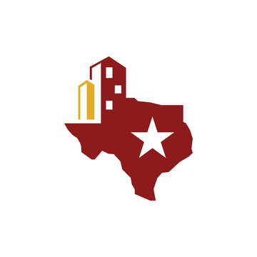 Real estate logo design with map texas logo design. Logo real estate texas