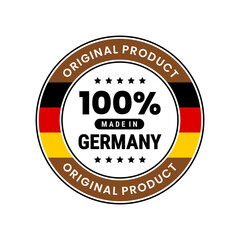 100 percent made in Germany icon. original quality label badge. Vector Illustration