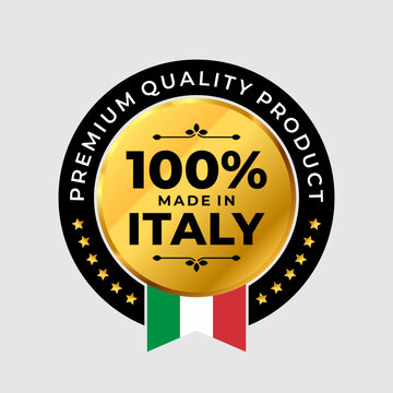 100 percent made in Italy icon. premium quality label badge. Vector Illustration