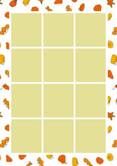 Autumn design template, hand drawn pumpkins, flat vector illustration
