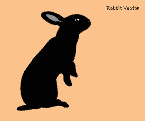 Black rabbit. Cartoon rabbit vector. Icon. Isolated cartoon icon set. Vector Rabbit illustration on isolated background.