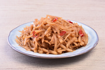 Stir-fried shredded potatoes on plate