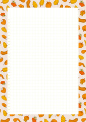Autumn design template, hand drawn pumpkins, flat vector illustration